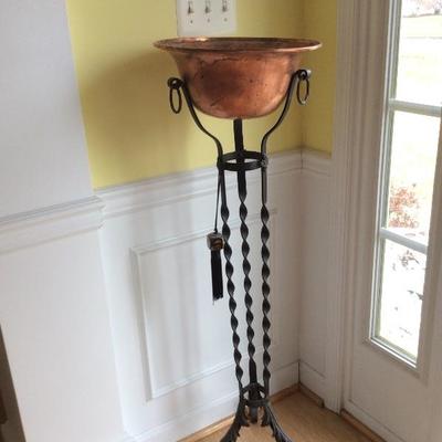 Lot # 25. Copper planter with Iron stand 
