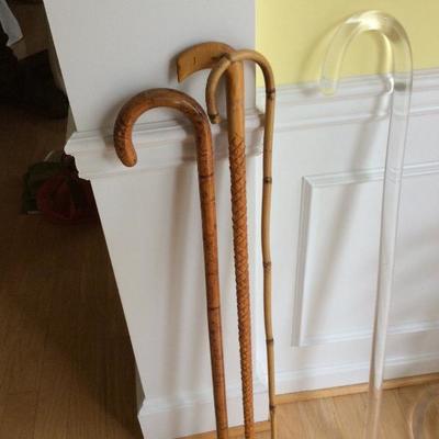 Lot #31 Lot of wooden and lucite canes