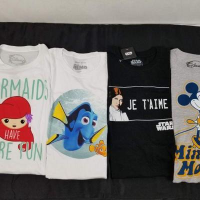 Qty 4 Kids' Disney T-Shirts - Various Designs - Juniors L-XL