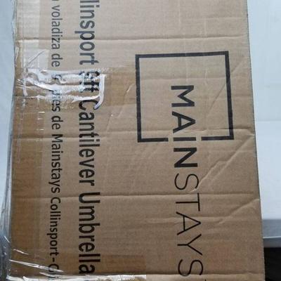 Mainstays Collinsport Gray 9 ftCantilever Umbrella - New (Minor Cosmetic Damage)