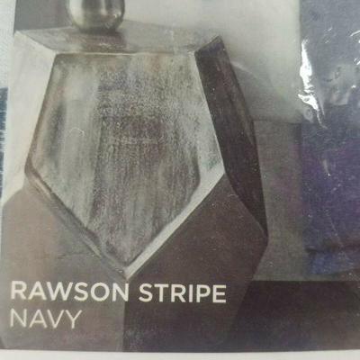 Lush Decor Rawson Stripe 3 piece Duvet Cover Set King Size, Navy Blue Stone Gray