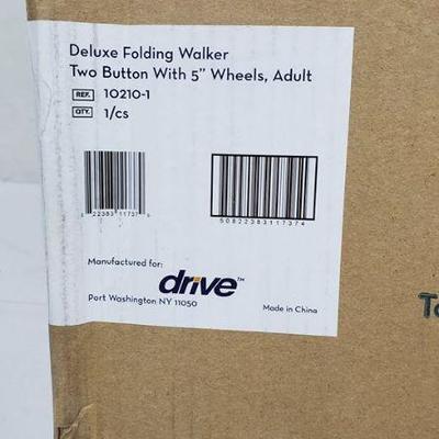 Drive Deluxe Two Button Folding Walker with 5