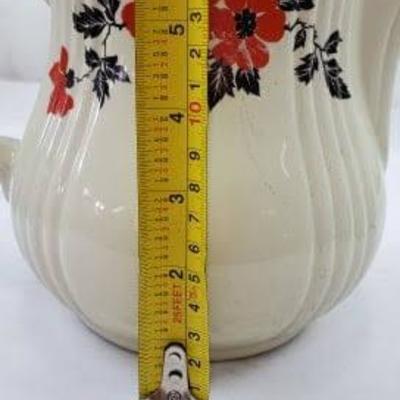 Vintage Hall's Superior Quality China Red Poppy Radiance Pitcher w/Silver Rim