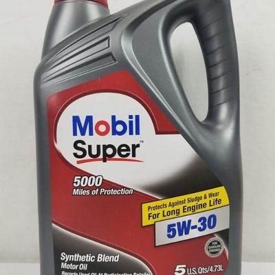 Mobil Super 5W-30, 5 qt, Synthetic Blend Motor Oil