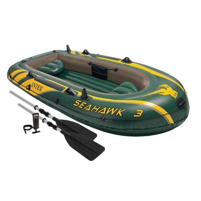 Intex Seahawk 3 Person Inflatable Boat Set with Aluminum Oars & Pump - New