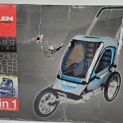 Blue One Child Jogger Stroller/Trailer, Small Tear in Mesh, Allen Sports- New