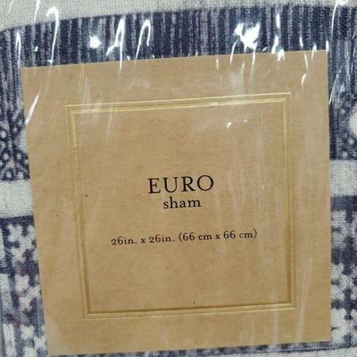 Pair of Cupcakes & Cashmere Indigo Stripe Euro Pillow Sham, Blue White, 1 Sham