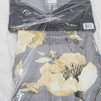 Yellow & Grey, Delsey Floral Absolute Blackout Window Panels, 76X84 Set - New