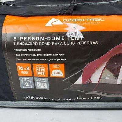Ozark Trail, 8-Person Dome Tent, Red & Tan - New
