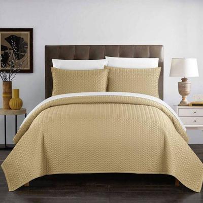 Chic Home Lapp 3 Piece Quilt Cover Set, Queen, Gold - New