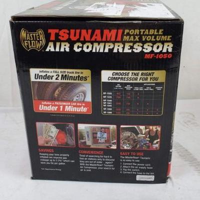 Masterflow 12v High Volume Air Compressor / Inflator, Open Box - New