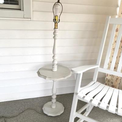 Lot 30 - White Rocker with Vintage Table Lamp