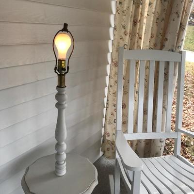 Lot 30 - White Rocker with Vintage Table Lamp