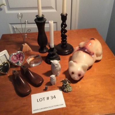 Lot # 34 Misc lot of candlesticks and decor