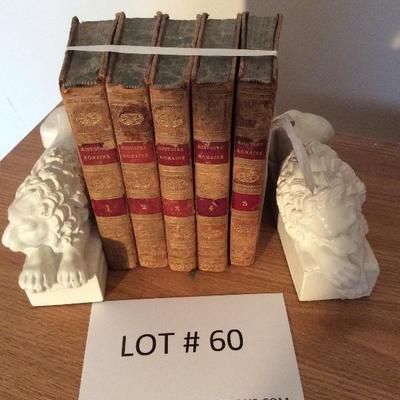 Lot # 60 Antique Books with Lion bookends
