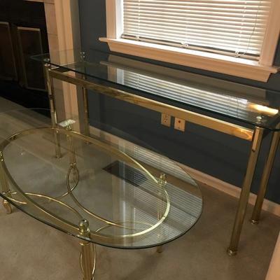  Lot 42 - Two Glass /Brass Tables
