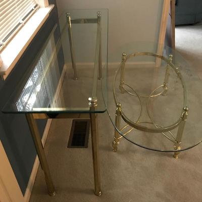   Lot 42 - Two Glass /Brass Tables