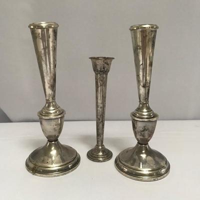 Lot 46 - Sterling Candlesticks with More Silver Serving 