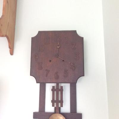 Lot # 74 Antique Oak Arts and Crafts Period Wall Clock