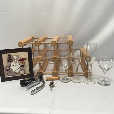 Lot 49 - Wine Rack, Glasses and Accessories