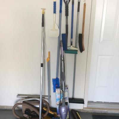 Lot # 92 Vacuum, Brooms , shark steam cleaner, glass wizard