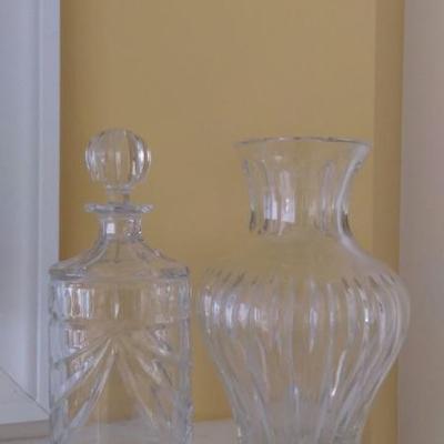 Lot # 106 Waterford vase and decanter 