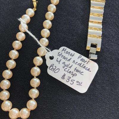 Lot 61 - Anne Klein Watch, Monet Pearl Strand Necklace and Small Silver Color Box