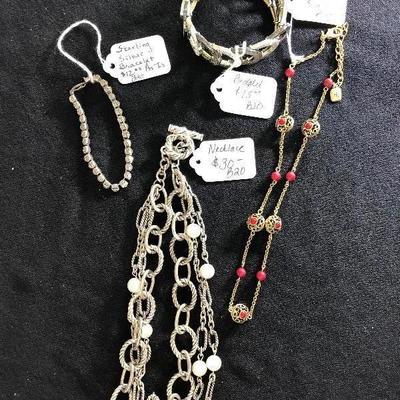 Lot 63 - Sterling Silver Bracelet, Ralph Lauren Necklace, Circle Necklace & Bracelet