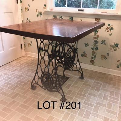 Lot # 201 Antique Iron sewing stand table