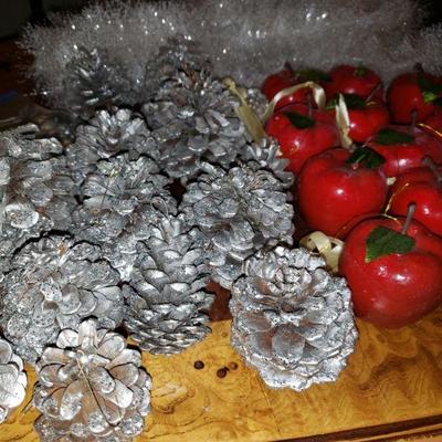 Silver and Apple Tree decorations 