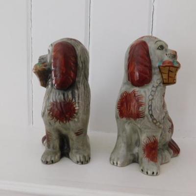 Asian Design Hand Painted Ceramic Dogs 7