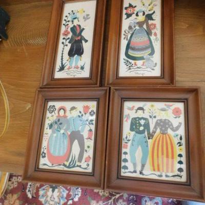 Set of Four Margo Alexander Old World Reproduction Limited Series Framed Art
