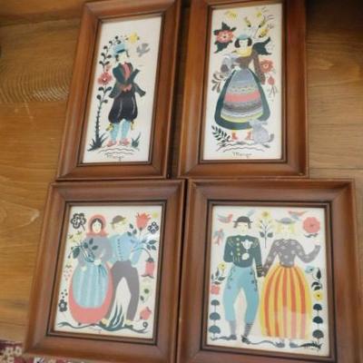 Set of Four Margo Alexander Old World Reproduction Limited Series Framed Art
