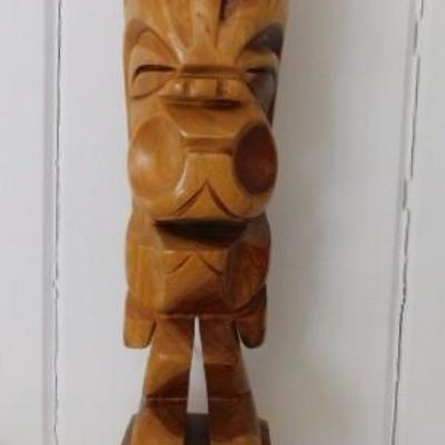 Solid Wood Hand Carved Tribal Totem 17"