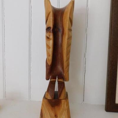 Solid Wood Hand Carved Tribal Totem 17"