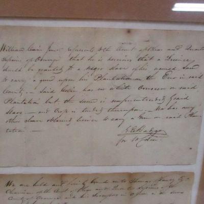 Lot 130 - 1800's Hand Written Court Document Request NC Black Slave to Get Gun Permit 