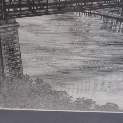 Lot 131 - Drawing Of Bridge & Cityscape