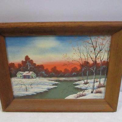 Lot 149 - Winter Sunset Painting