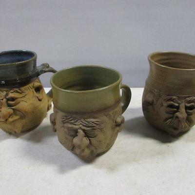 Lot 193 - Coffee Mugs Pottery Faces