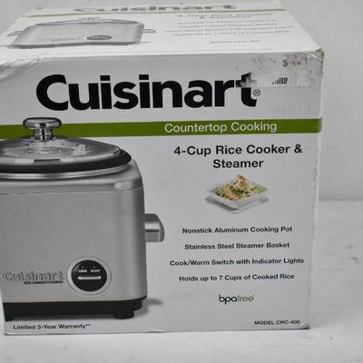Cuisinart Countertop Cooking 4-Cup Rice Cooker & Steamer - New