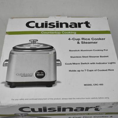 Cuisinart Countertop Cooking 4-Cup Rice Cooker & Steamer - New