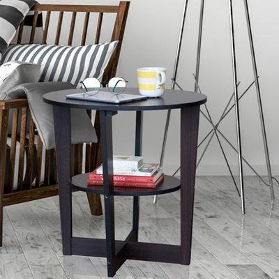 Pair of Furinno Simple Design End Tables, Espresso - New
