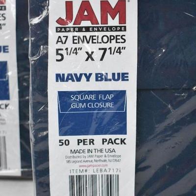 JAM A7 Envelopes, 5 1/4 x 7 1/4, Navy Blue, 50/Pack, Two Packs - New