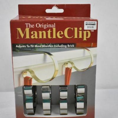 The Original Mantle Clip, Set of 4, Silver Color Metal - New