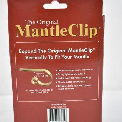 The Original Mantle Clip, Set of 4, Silver Color Metal - New