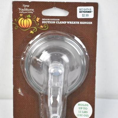 3x Suction Clamp Wreath Hangers - New