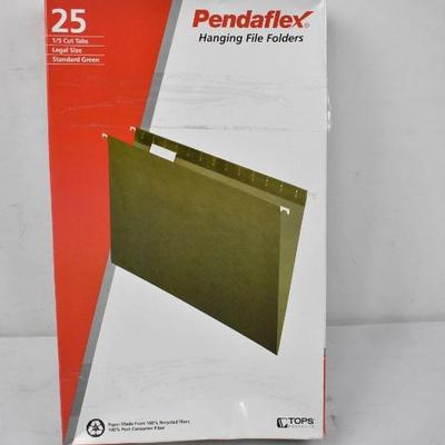 Pendaflex Hanging File Folder 50 Percent Recycled, Legal, Green, 25 Count - New