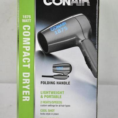 Conair Folding Handle Hair Dryer 124TLR 1875W - New