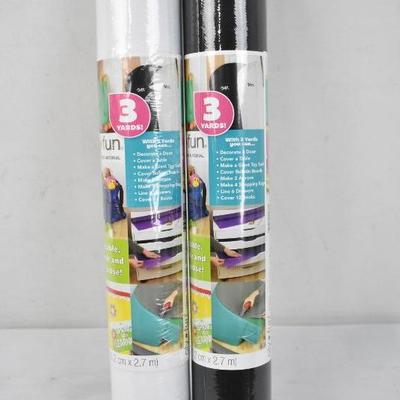 OLY-FUN Multipurpose Material, 1 Black & 1 White Roll, Each is 30" x 3 Yds - New