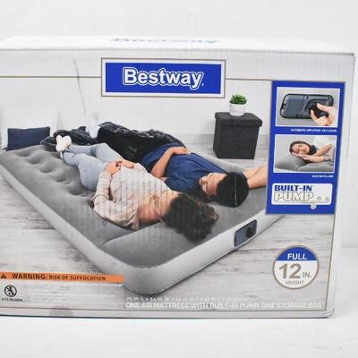Full Size Air Mattress by Bestway. 12" w/ Pump - Appears New, Untested/As Is
